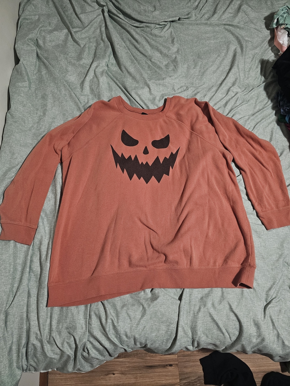 torrid Rust Orange Crewneck Sweatshirt with Black Jack-O'-Lantern Face